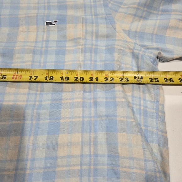Vineyard Vines Men's Light Blue and Cream Plaid Shirt - Picture 4 of 11
